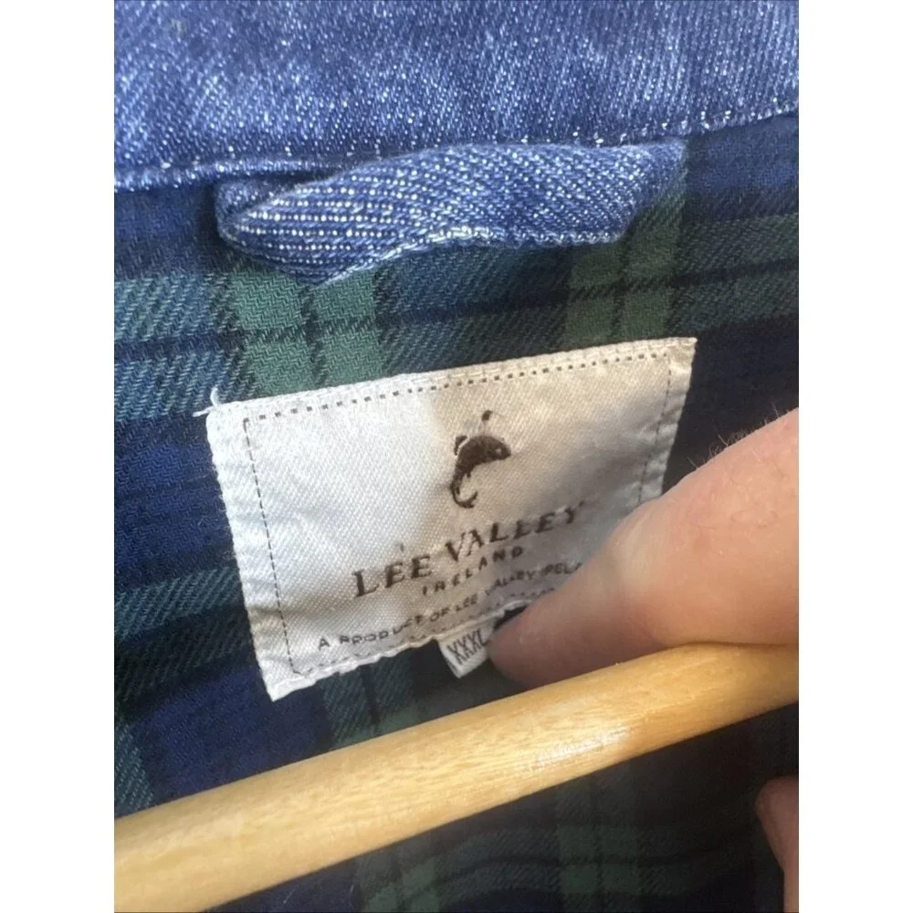 Lee Valley Denim Chore Coat Men 3XL XXXL Blue Jean Jacket Plaid Lined Workwear - Picture 5 of 7